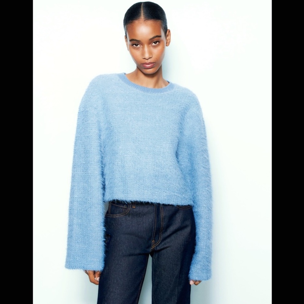 ZARA FAUX FUR SWEATER NWT